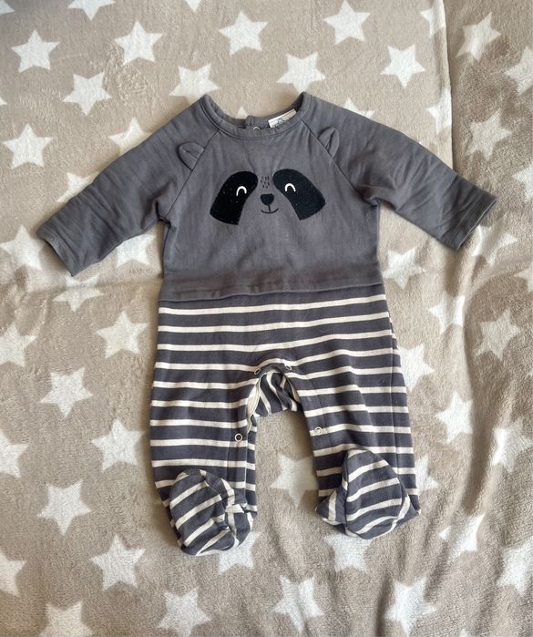 Śpioch śpioszek pajac pajacyk So cute 68 szop pracz szary w paski