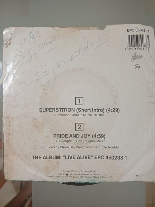 Vendo disco de vinil pequeno, Stevie Ray