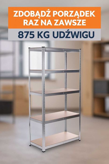 Regał Magazynowy Metalowy 180x90x40 GARAŻ PIWNICA MAGAZYN 875 kg