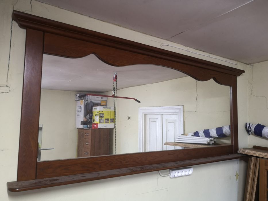 Piękne Duże retro lustro wiszące z półką