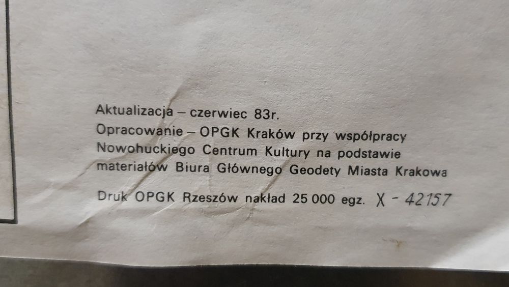 Nowa Huta - stary plan mapa 1983 r. nazwy ulic PRL