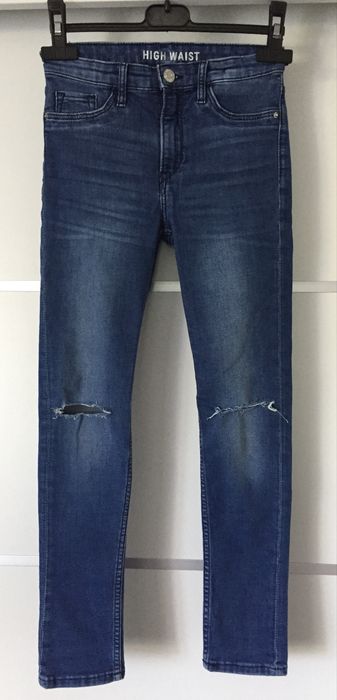 Jeansy rurki H&M rozm. 140 skinny dla szczupłej dziury