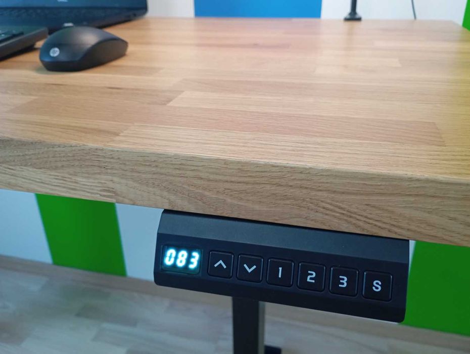 Biurko gamingowe dębowe, nowe, elektryczne stelaż regulowany