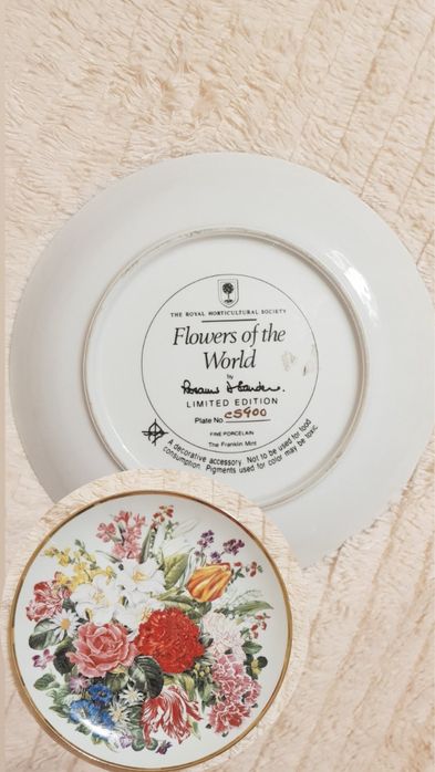 Talerz dekoracyjny antyk kwiaty Sanders porcelana