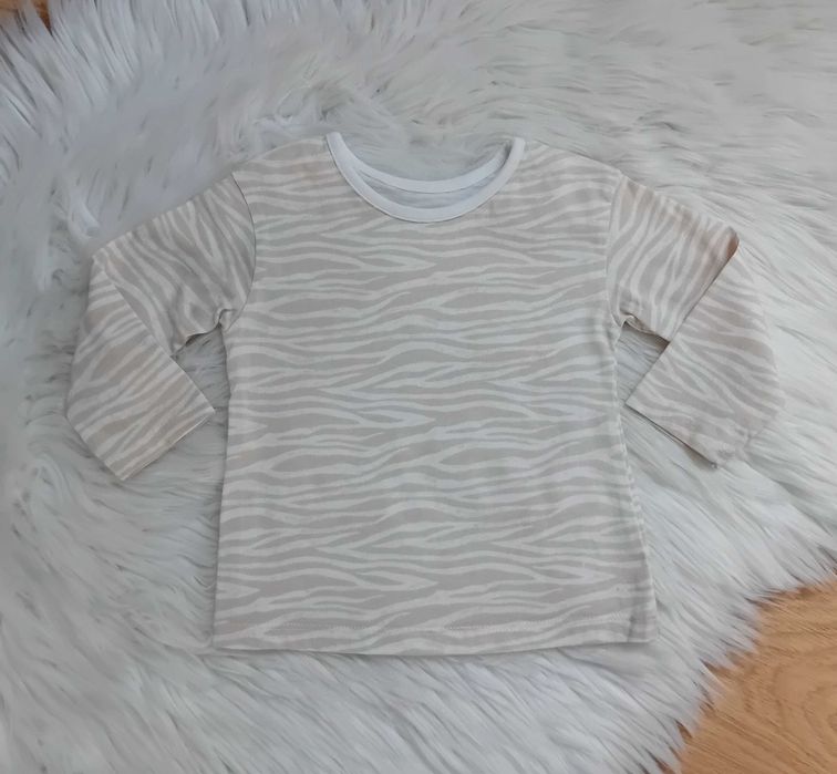 29. Bluzka z długim rękawem zebra biało-beżowa