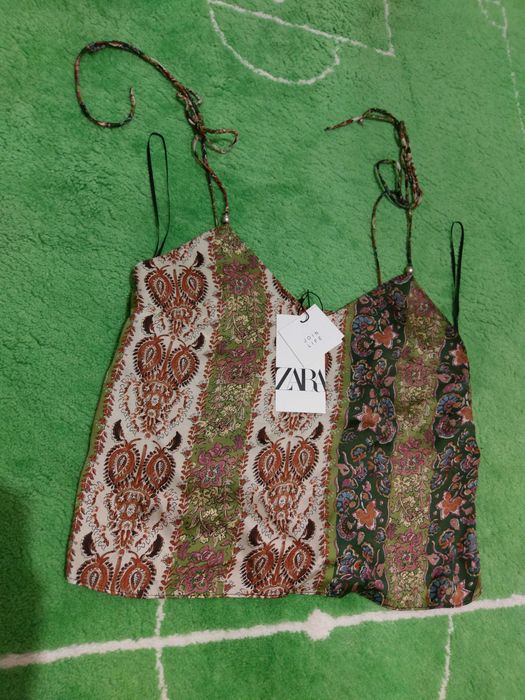 ‼️ Новый женский костюм ZARA с принтом. Брюки и Топик свободного кроя