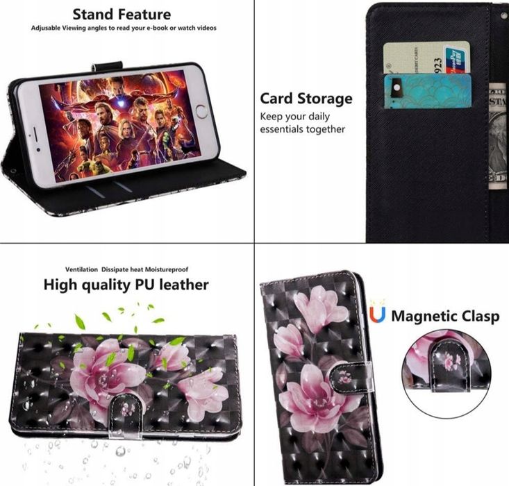 Etui z klapką do Huawei Y5 2019 wielokolorowy EFEKT 3D