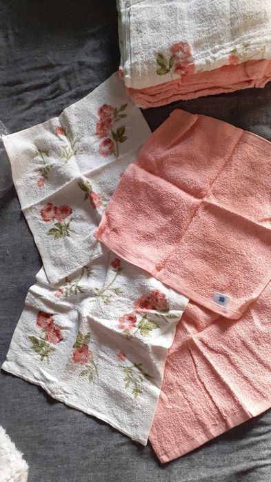 Conjutno toalhas vintage carré azul antigo novo