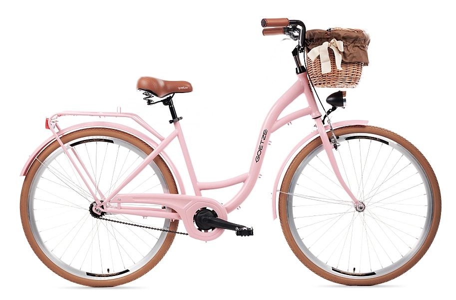 Rower miejski damski Goetze Style 28" 1b-Róż-brąz-Siatkowy biały