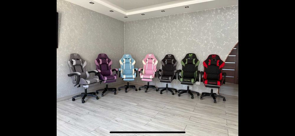 Крісло компютерне з тканини + підніжка КРІСЛО МІЦНЕ до 130кг ПОЛЬША