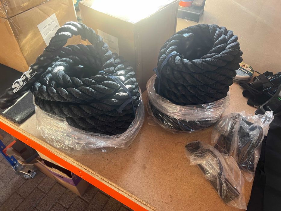 Lina Crossfit Liny 38mm Siłownia Fitness 9m 12m + uchwyt ścienny kotwy