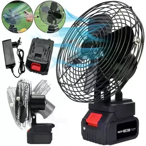 Акумуляторний вентилятор Lithium Electric Fan 48V чорний Портативний бездротовий вентилятор з Li-ion акумулятором для дому
