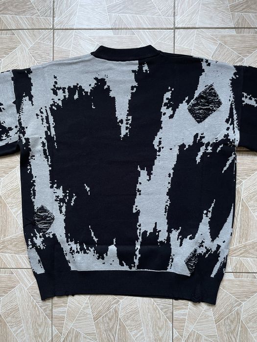 Свитер Grunge Distressed Knitted Sweater Glitch Art Style Gothic L