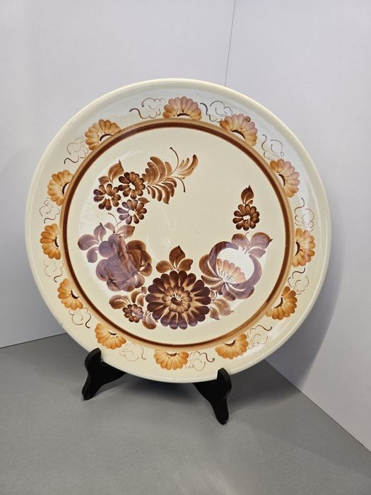 Włocławek Fajans patera Talerz dekoracyjny 31cm sygnowany z PRL-U