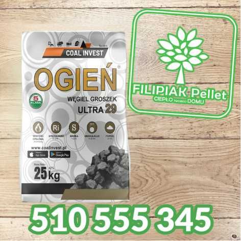 Węgiel groszek OGIEŃ ULTRA 29 workowany TRANSPORT GRATIS