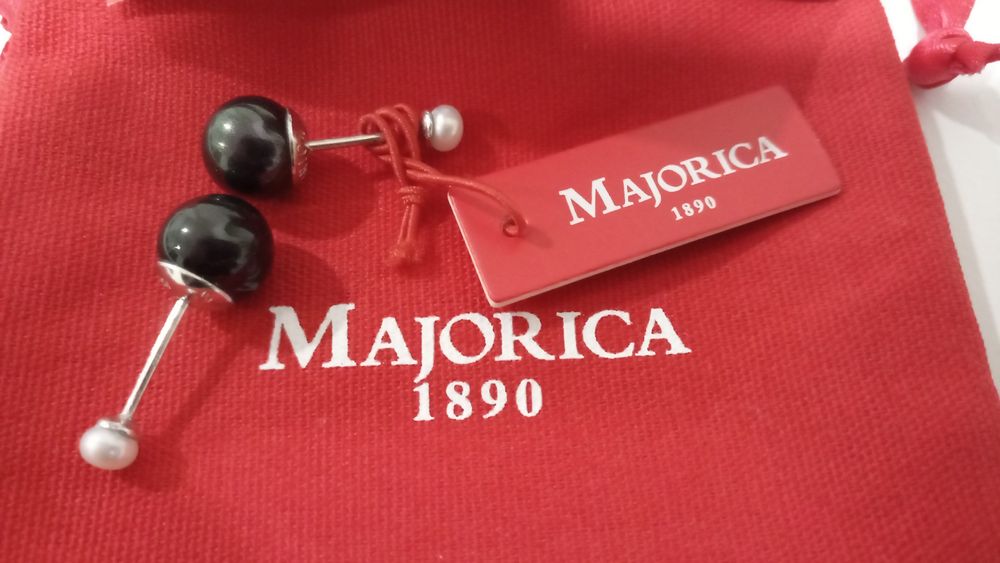 Brincos Prata e Pérolas Duplas Majorica NOVOS  embalagem e certificado