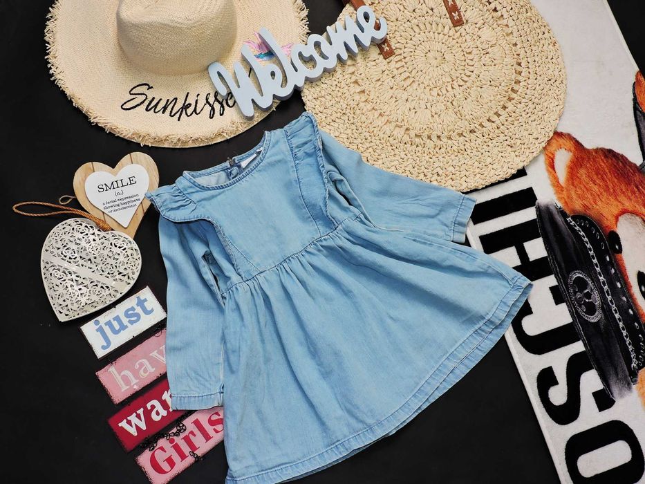 Name It - sukienka jeans falbanki , zamek r 98