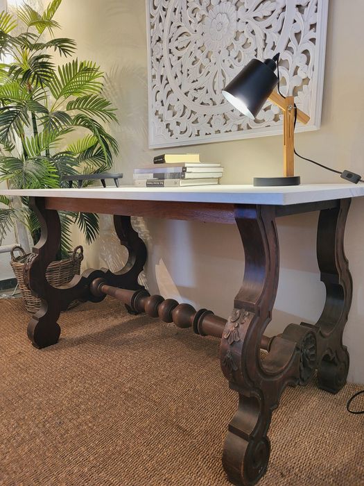 mesa, refeições, secretaria, vintage, talha, rustico