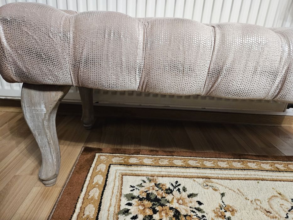 Ławka pikowana pudrowy róż