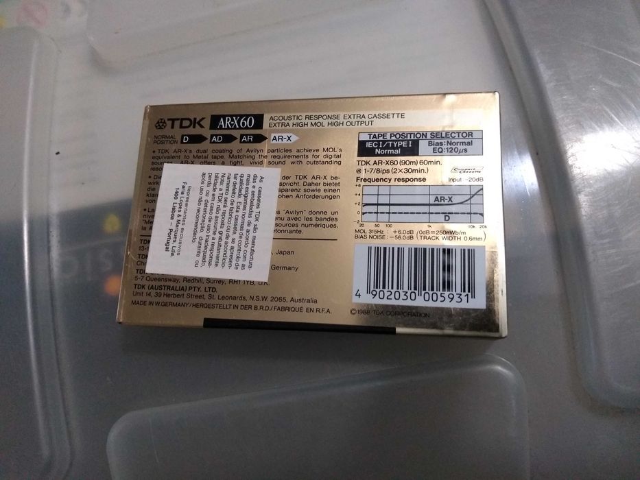Raríssima cassete de áudio VINTAGE, TDK AR-X 60, NOVA!