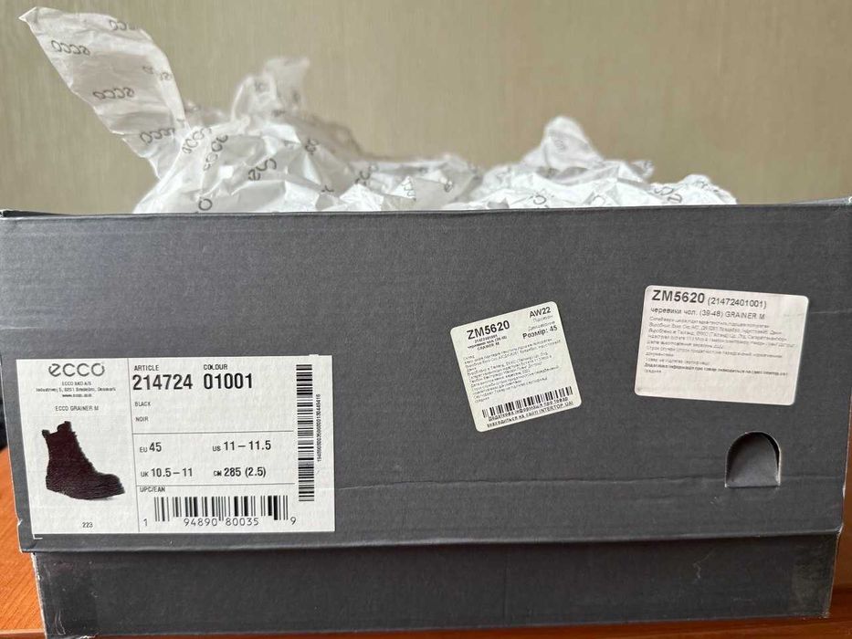 Ecco GRAINER Чорний ZM5620 21472401001 45р. Оригінал.