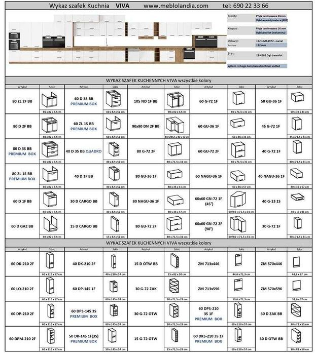 Zestaw mebli kuchennych VIVA POŁYSK MDF kuchnia modułowa