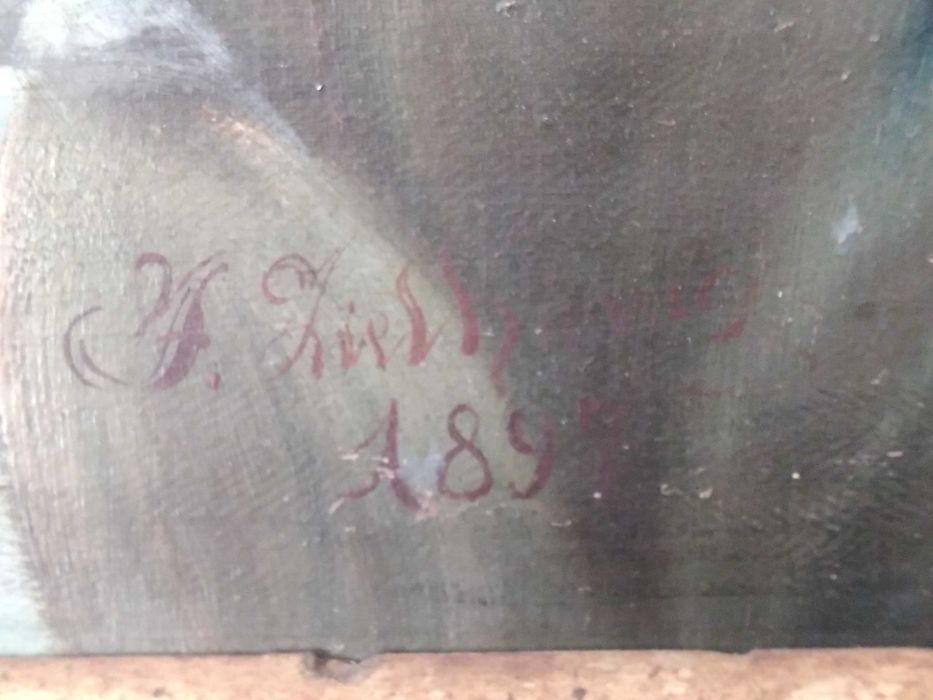 PAŁACOWY ANTYK - Bardzo Duży Obraz z XIX wiek - 1897 rok sygnowany