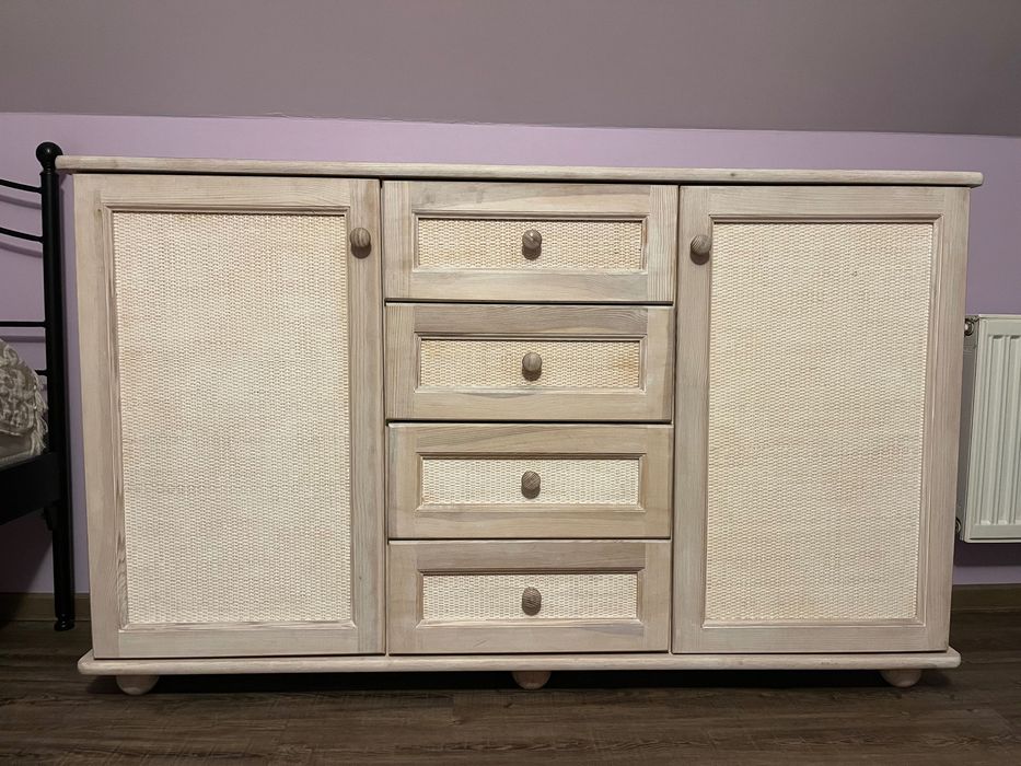 Komoda sosnowa bielona