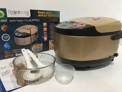 Мультиварка Rainberg RB-6207 1500W, 12 програм, 6L. Мультиварка тефлонова с фритюрницею