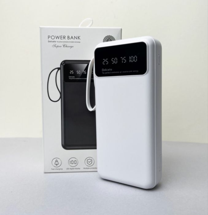 Повербанк 20000 mAh Power Bank з кабелями Type C, Lightning,