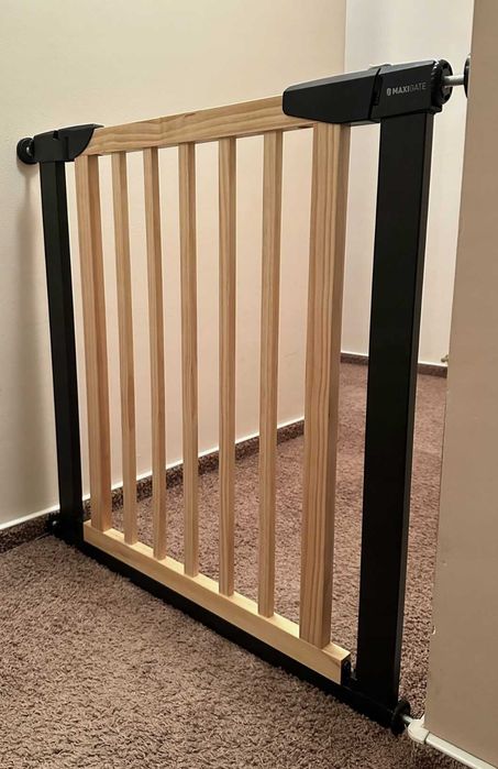 Bramka Na Schody Drzwi Ochronna 74-80cm Drewno Metal Bez Wiercenia