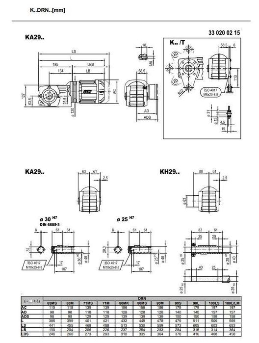 Motoreduktor SEW KA29/T DRN71MS4/TF – 0.25 kW, 1405 rpm NOWY