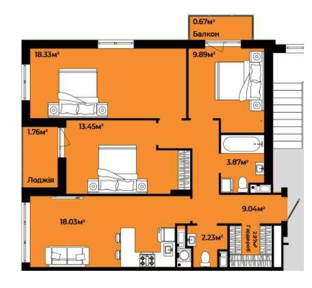 3-rooms apartment apartment by the address (area 80 m²) - Atlanta.ua - photo 4