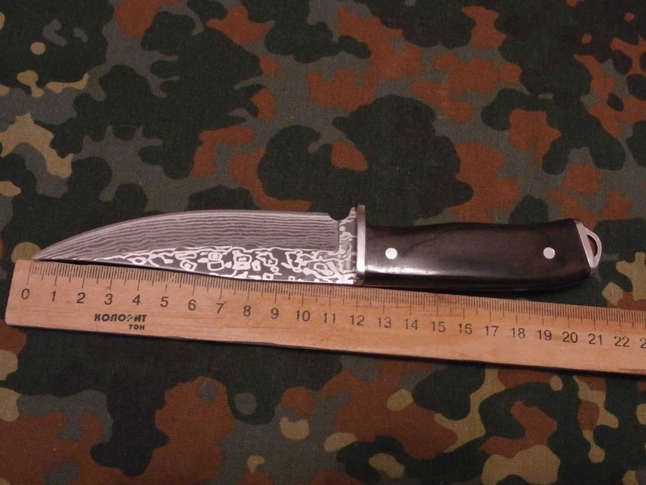 Туристичний мисливский ніж Damascus Knives Steel D3 Дамаск 21см,ножни