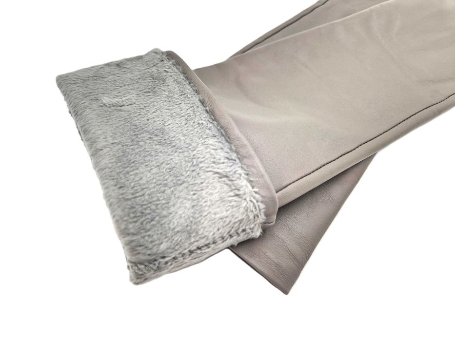 Длинные кожаные серые перчатки довгі сірі рукавички