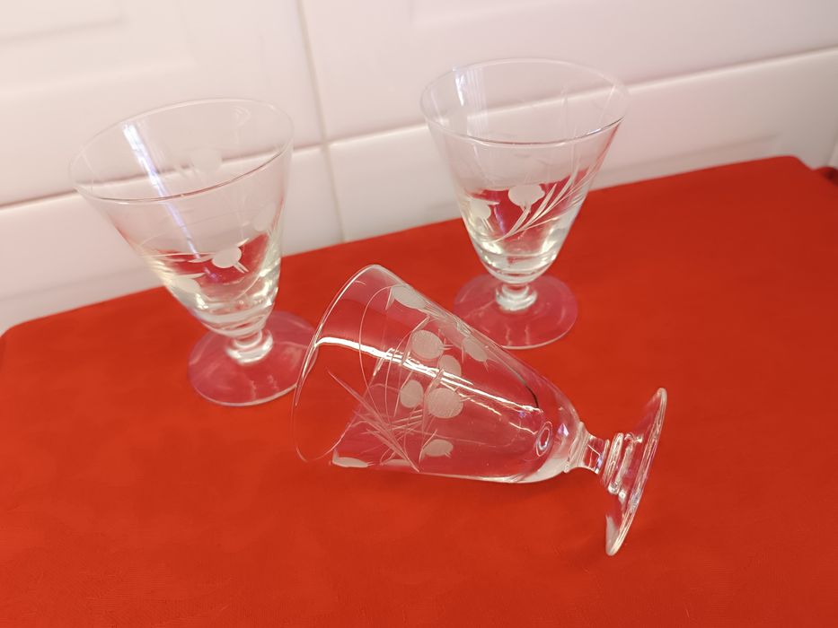 Conjunto 3 Copos Cristal Vintage. 10 cm