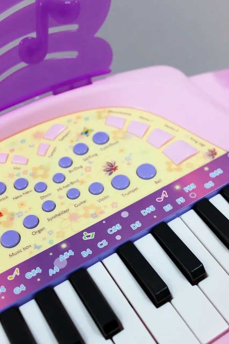 Детский синтезатор пианино 6613 с микрофоном и стульчиком Мр3 вихід