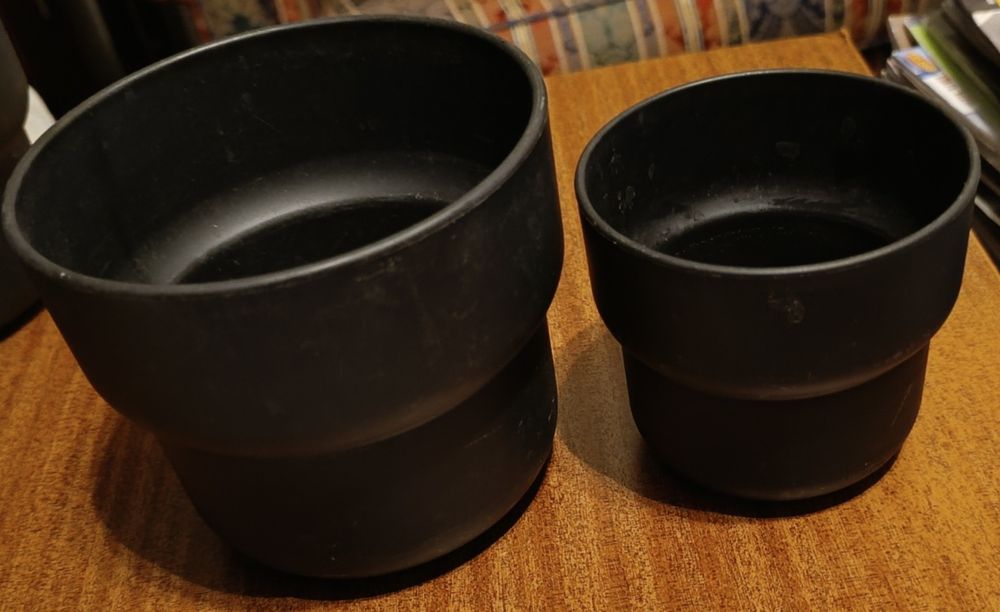 5 Cachepots  pretos IKEA inquebráveis, dois tamanhos