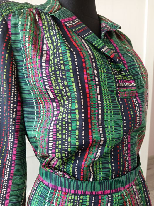 Jedwabny komplet:spódnica+bluzka S/M