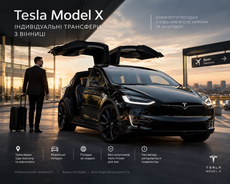 Tesla Model X | Індивідуальний трансфер з Вінниці