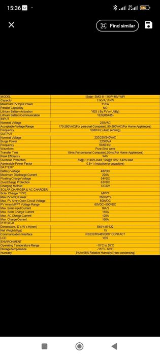 Vendo inversor híbrido sistema solar 11Kw 48v