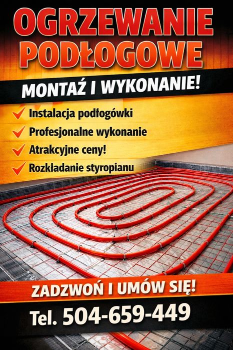 Ogrzewanie podłogowe, styropian, CWU na rozdzielaczu