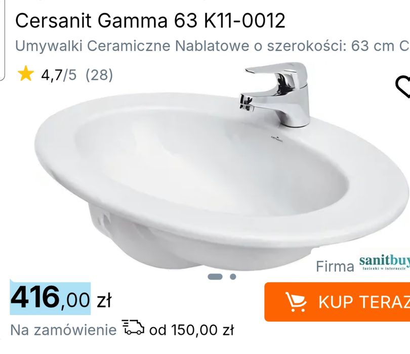 Umywalka cersanit gamma