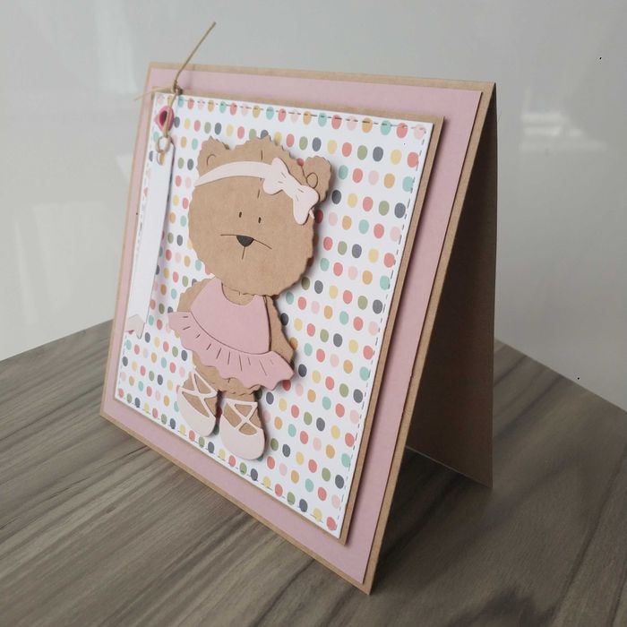 Kartka na roczek, urodzinki dla dziewczynki, ręcznie robiona