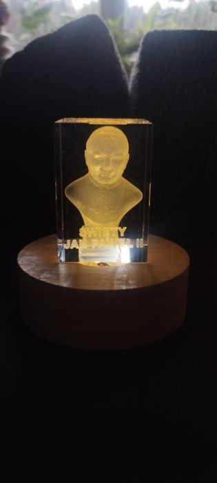 KRYSZTAŁ 3D # Szklana figurka lampka led Walentynki aniołek