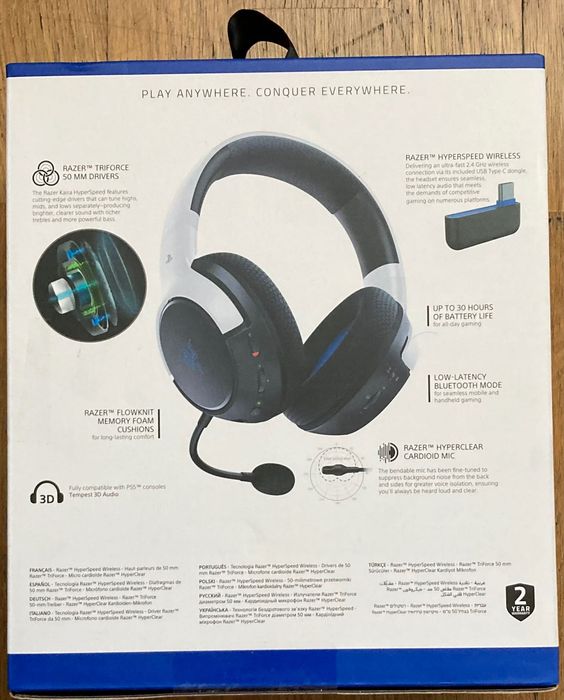 Auscultadores Razer Kaira Hyperspeed (PS5)- novo, 3 anos de garantia
