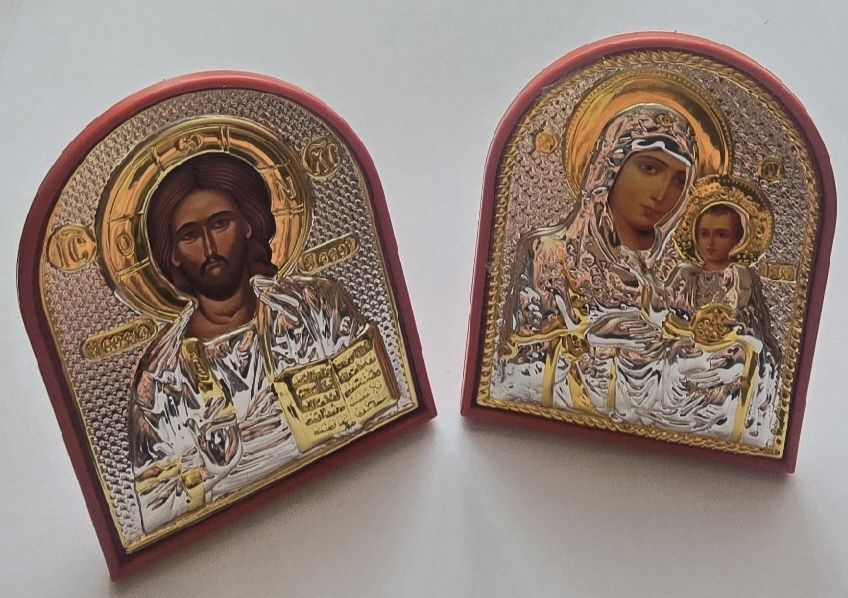 2 ikonki Greckie. Pamiątka z Klasztoru Meteory. Pantokrator. Jezus.