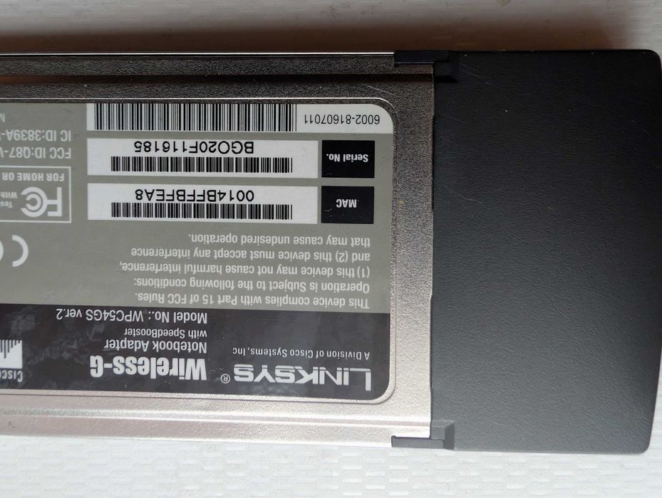 Karta Wi-Fi Linksys Wireless-G 2.4GHz PCMCIA 802.11g – Cisco Systems
