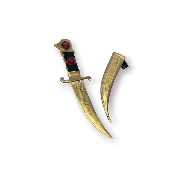 Punhal Decorativo Turco Metal com Bainha – 28 cm – Meia-Lua e Estrela