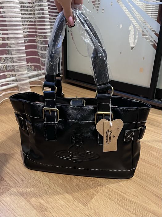 Сумка Vivienne Westwood шкіряна чорна вівʼєн вествуд juicy couture